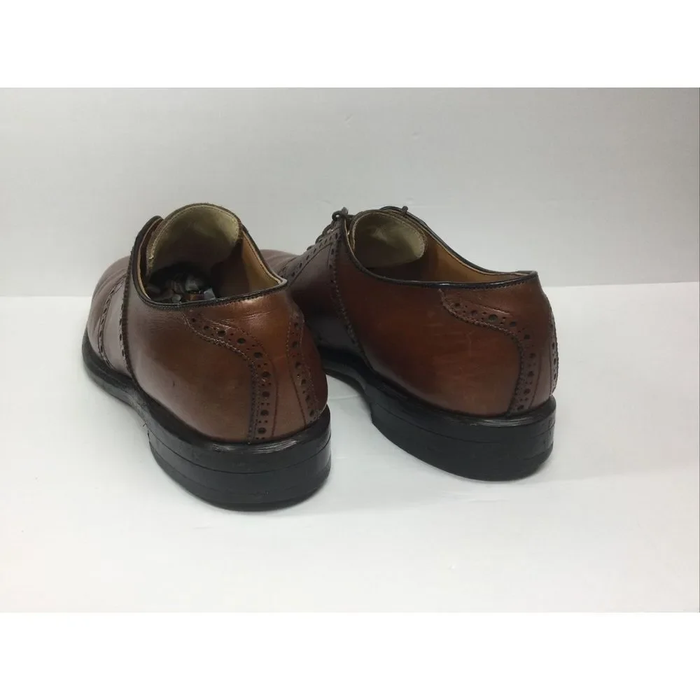 Foot-Joy Classics Mens Sz 10A Chestnut Brown Oxford Leather Brogue Saddle Shoes‎